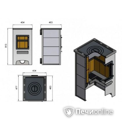 Печь-камин Этна (ДТ-4С) с варочной плитой в Бердске